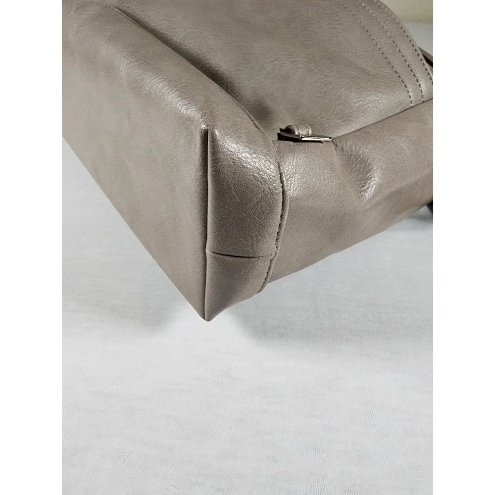OiOi‎ Pram Caddy Oatmeal Vegan Leather Stroller Bag W/ Attachable Shoulder Strap
